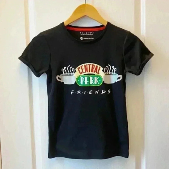 Friends T-Shirt Central Perk Graphic Print Cropped Fitted Y2K Baby Tee Black XS - Picture 5 of 16